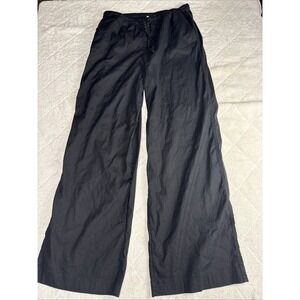 Athleta Pants Paradise Linen Blend Women's Medium Tall Black Mid Rise Wide Leg